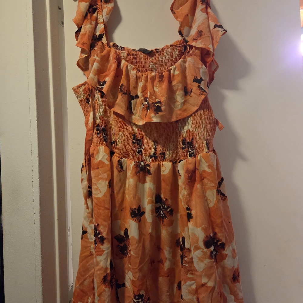 Vibrant Floral Ruffle Swim Coverup
